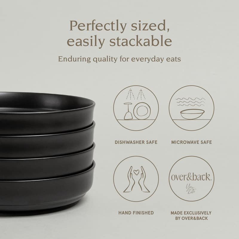over&back Rimmed Semi-Matte Stoneware Dinner Bowls - 32oz