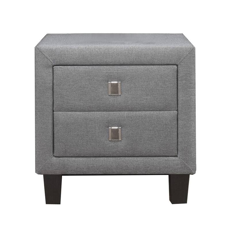 Gray/Black 2 Drawer 15.75 in. W Nightstand with Sturdy Hardware and Ample Storage