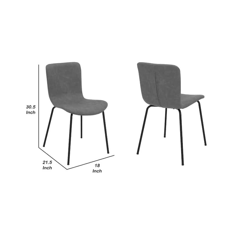 Black/Gray Faux Leather Upholstered Metal Frame Dining Chair, Set of 2, Sturdy Dining Chair for Dining Rooms - 20.5