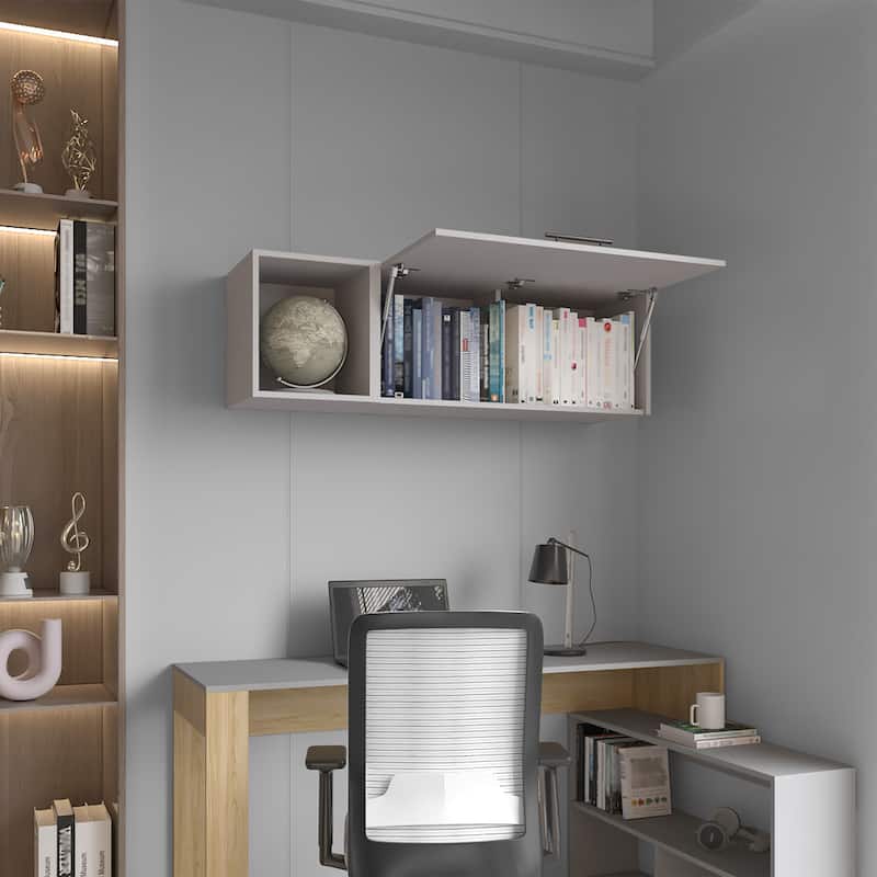 Wall Cabinet with Lift Up Door Cabinet and Open Shelf