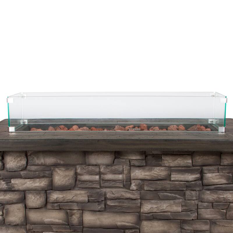 Fire & Flare Patio Firepit Tempered Glass Wind Guard 36.5" L x 10.5" D - 35.5" L x 10.5" D