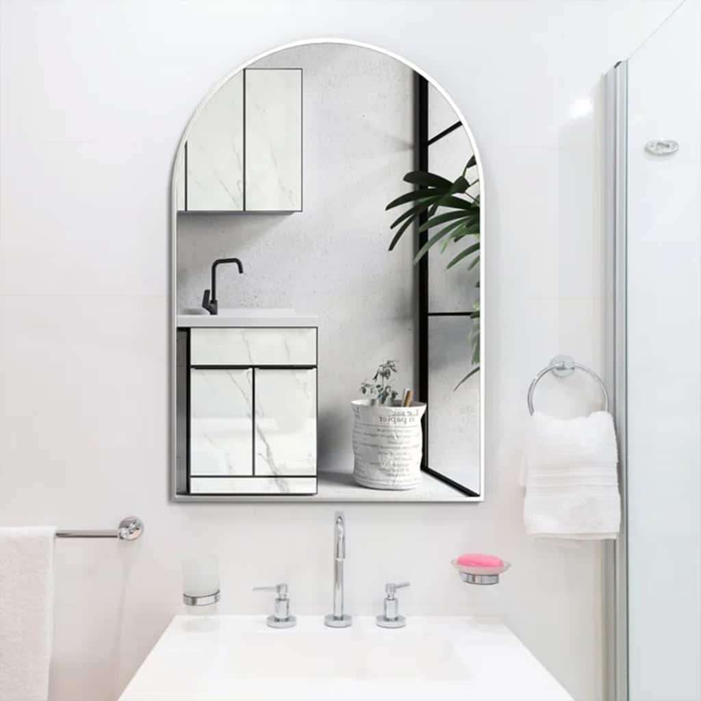 20x30 Inch Metal Framed Arched Bathrrom Mirror