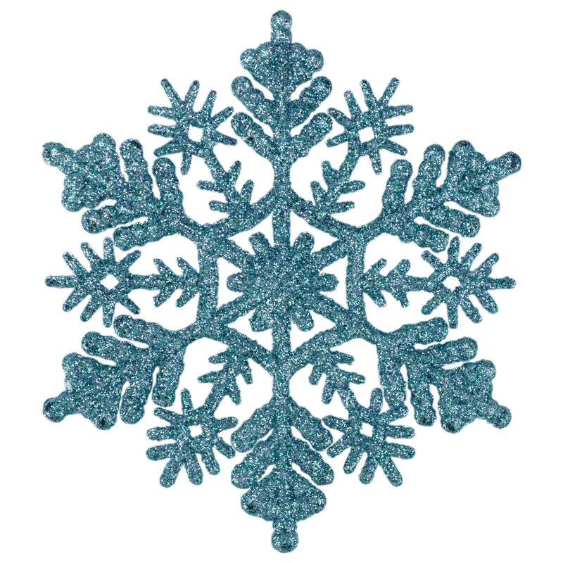 24ct Glitter Snowflake Christmas Ornaments 4" - Navy