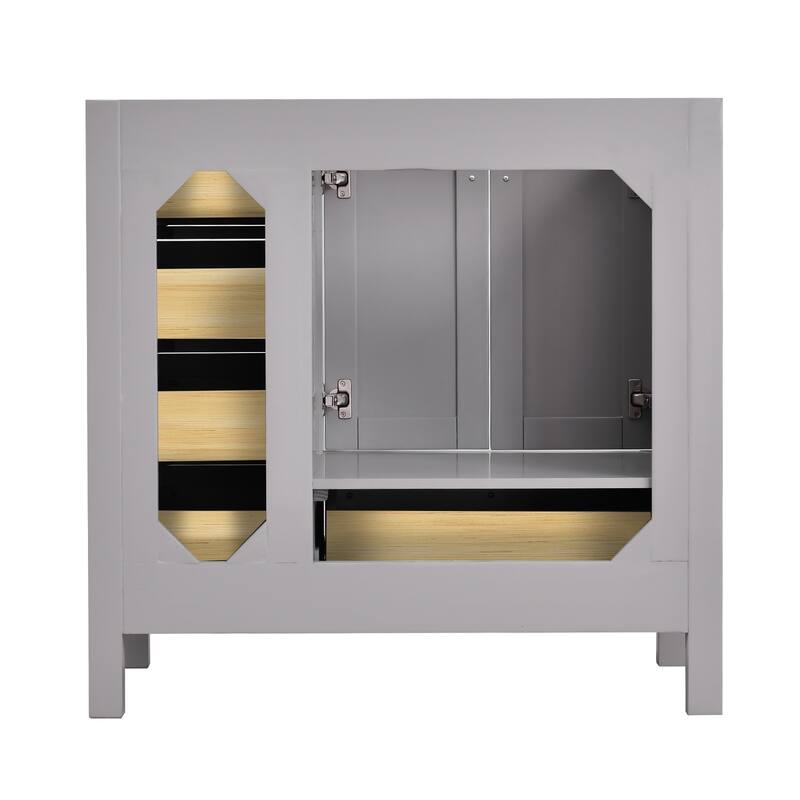 StarrySky 36 inch Undermount Left Sink Bathroom Vanity with Engineered Carrara Marble Top