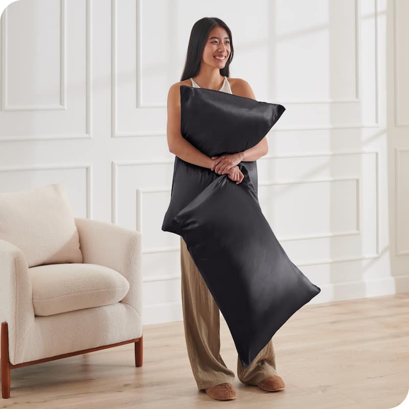 Bare Home Poly Satin Pillowcase Set for Hair and Skin (Set of 2)