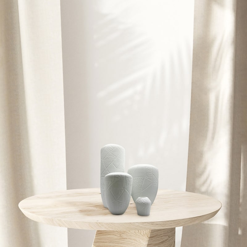Set of 4 Decorative Handmade Glass Modern Vase in White