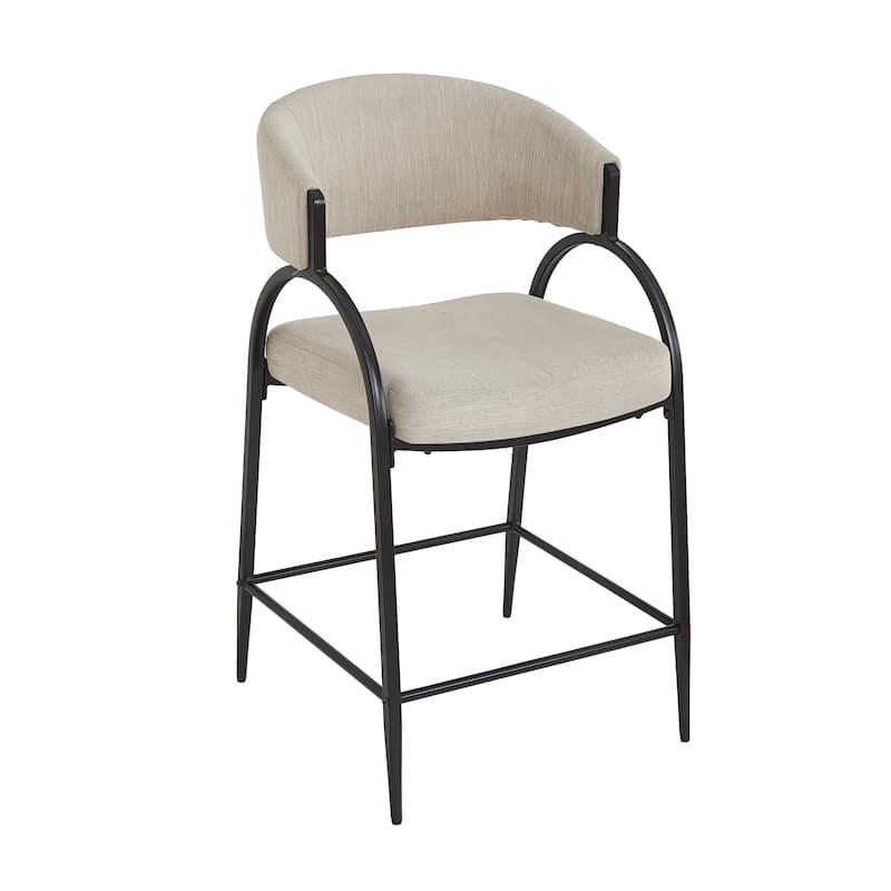 Christopher Knight Home - Upholstered Counter Height Bar Stool Set with Curved Backrest & Metal Frame, Set of 2 - 22.05"W