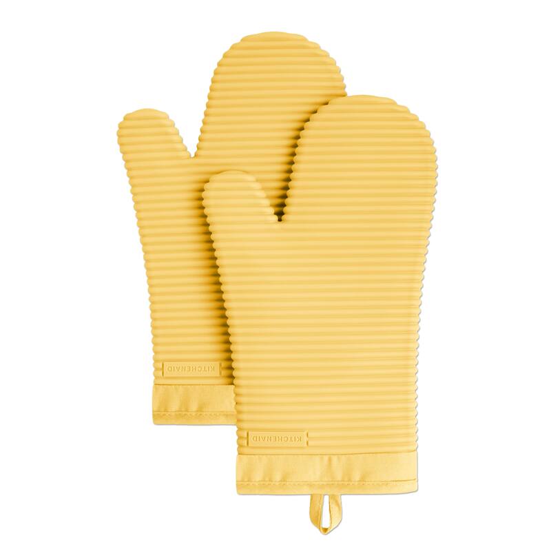 KitchenAid Ribbed Soft Silicone Oven Mitt 2-Pack Set, 7.5"x13"