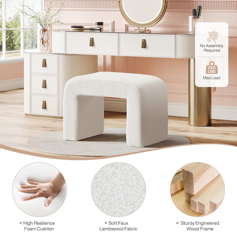 Modern Vanity Stool, Upholstered Ottoman, Arched Footstool, Sofa Footrest
