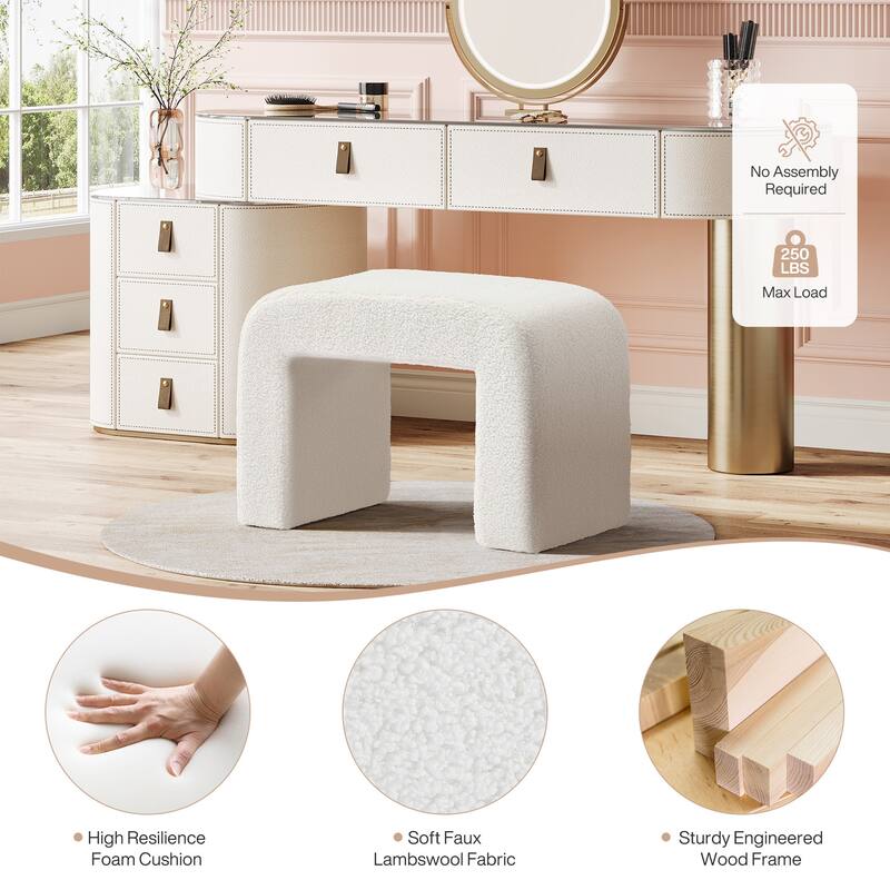 Upholstered Vanity Stool, Arched Ottoman Footrest, Dressing Chair Sofa Footstool Shoe Bench