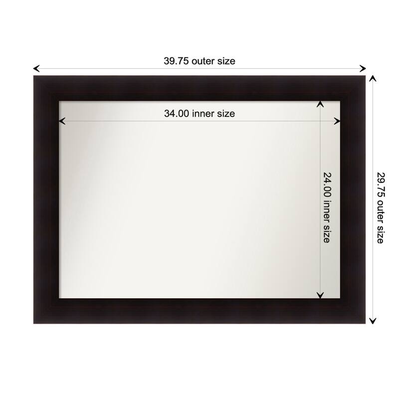 Portico Espresso Framed Non-Beveled Custom Wall Mirror, Bathroom Vanity Mirror - Outer Size: 39.75 x 29.75