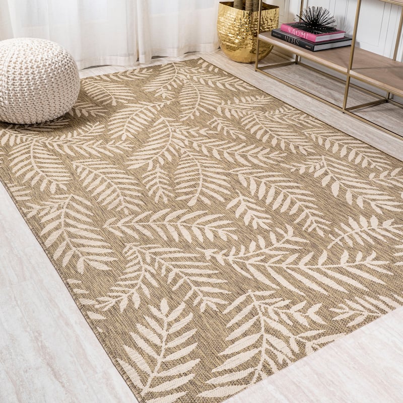 JONATHAN Y Galon Palm Frond Indoor/Outdoor Area Rug - 6' x 9' - Brown/Beige