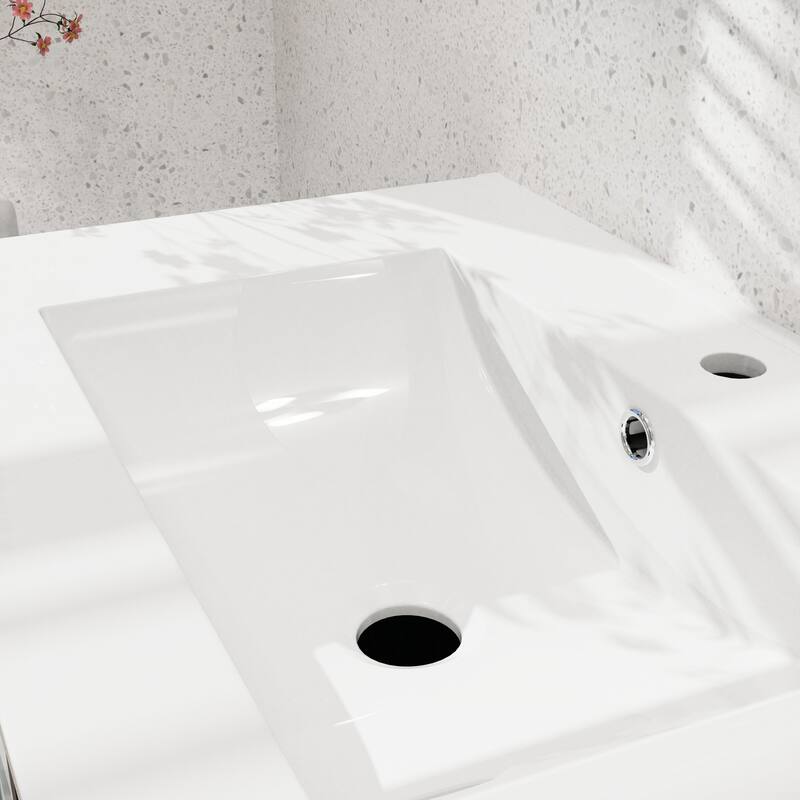 GDFStudio - Mason Contemporary Drop-In Ceramic Bathroom Sink for Vanity Cabinets