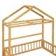preview thumbnail 23 of 21, Montessori Wooden Floor Bed with Detachable House-Shaped Headboard, Full Size Bed with Dress Up Rack for Kids Playhouse, White