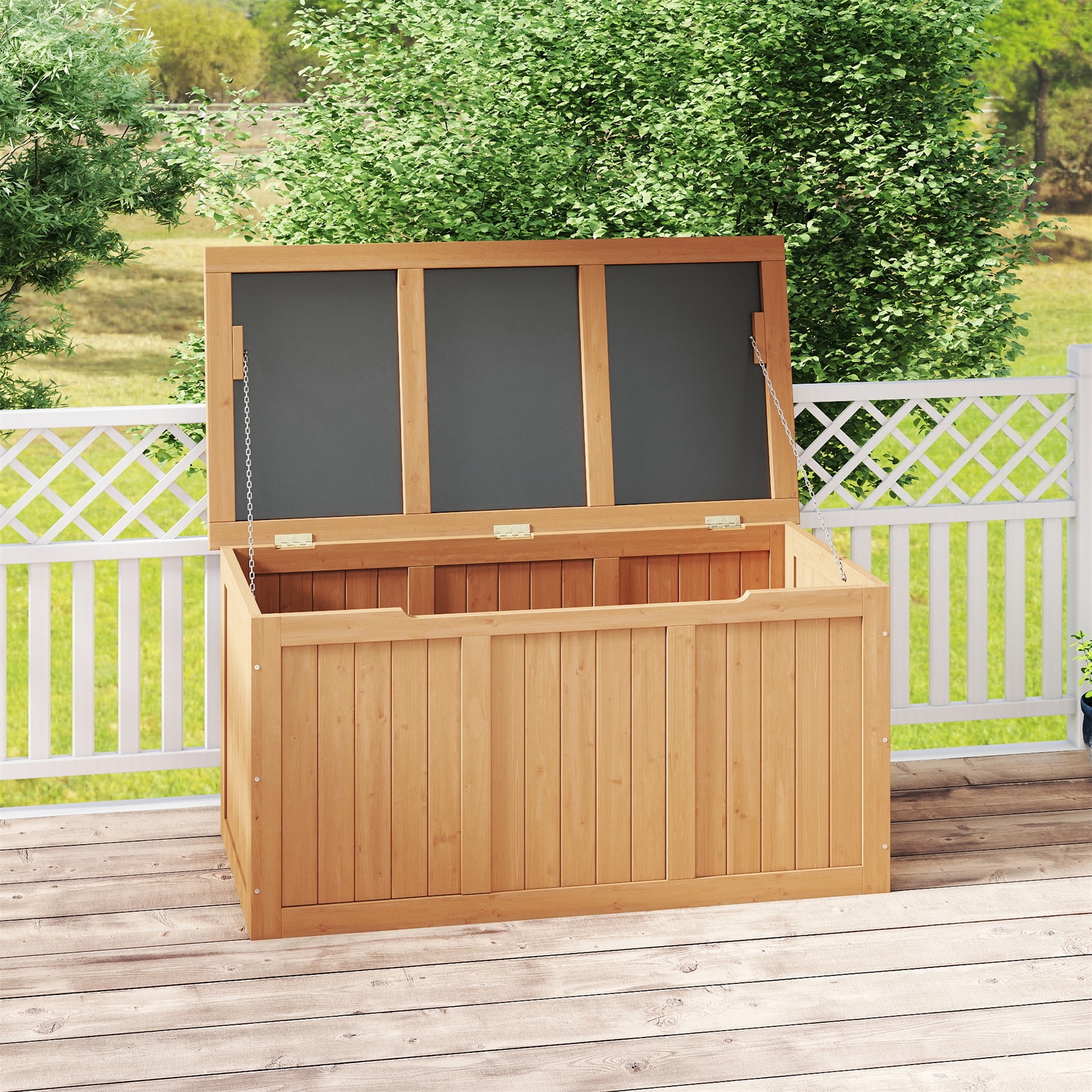 67 Gallon Outdoor Wooden Deck Storage Box - Overstock - 43539512