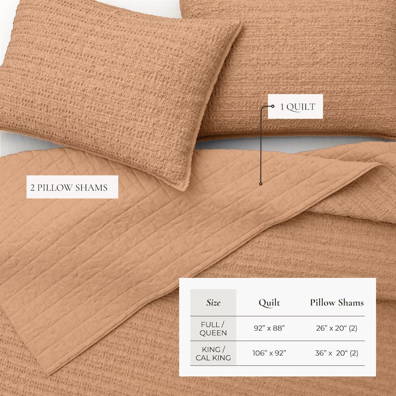 Linery & Co. Cotton Honeycomb Waffle Garment Washed Quilt Set