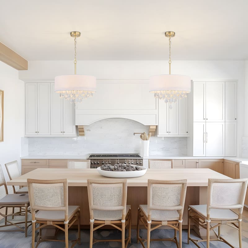 Starsky 5-Light Fabric Drum Chandelier with Crystal Accent