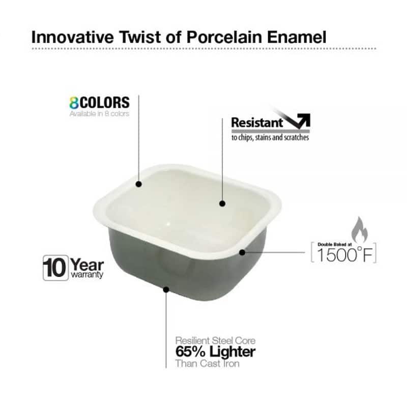 Houzer Porcela 17 inch Mint Porcelain Enamel Steel Undermount Bar Sink