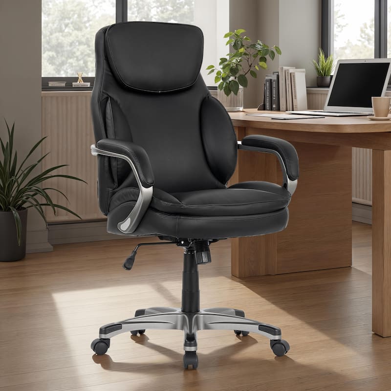Sealy® Palisade Faux Leather Office Chair with Memory Foam Seat and Adjustable Height - Black