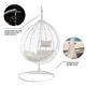 preview thumbnail 18 of 19, Wicker Rattan Hanging Swing Chair with White Metal Stand and Grey Cushion