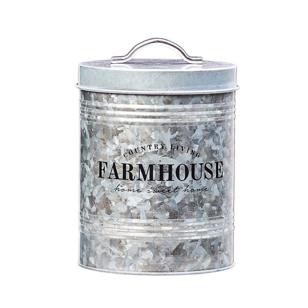 Amici Home Farmhouse Country Living Galvanized Metal Kitchen Storage  Canister