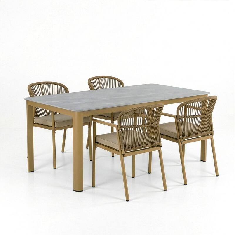 Bina Brown Outdoor Dining 4 Seats Set