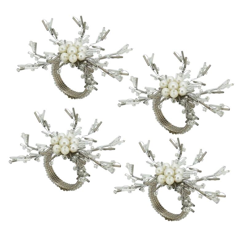 Whimsical Wonder Beaded Napkin Ring (Set of 4) - Silver