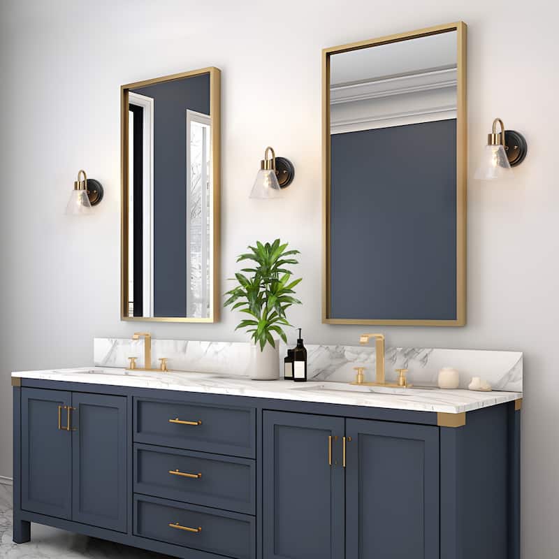 Nalia Modern Brass1-Light Wall Sconces Dimmable French Country Glass Bathroom Vanity Light