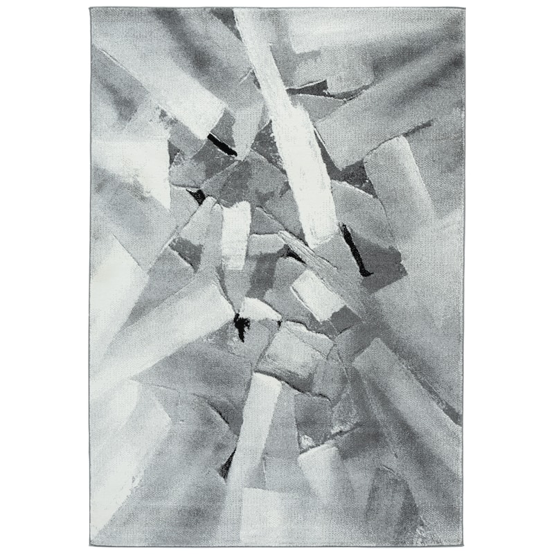 SAFAVIEH Porcello Gennady Mid-Century Modern Abstract Rug - 6'7" Square - Ivory/Grey - Square