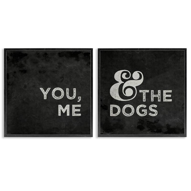 Stupell You Me and the Dogs Quote Family Pet Black White,2pc Multi Piece Framed Wall Art Set - 12 x 12 - Black