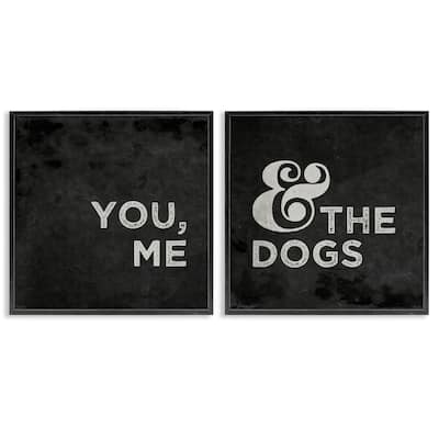 Stupell You Me and the Dogs Quote Family Pet Black White,2pc Multi Piece Framed Wall Art Set