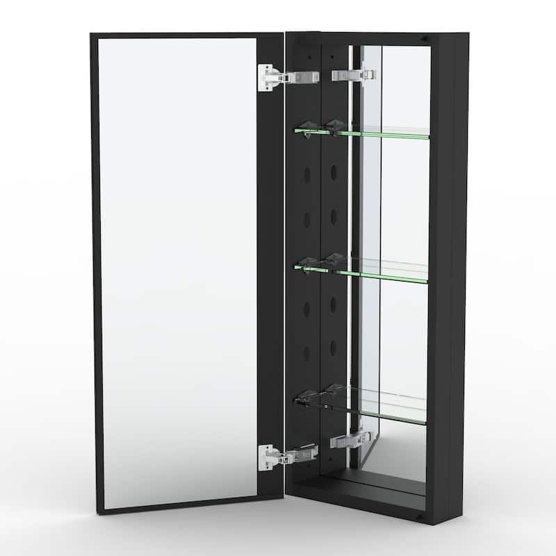 15" x 36" Rectangular Aluminum Surface Mount Medicine Cabinet with Mirror and Shelves - 15" x 36"