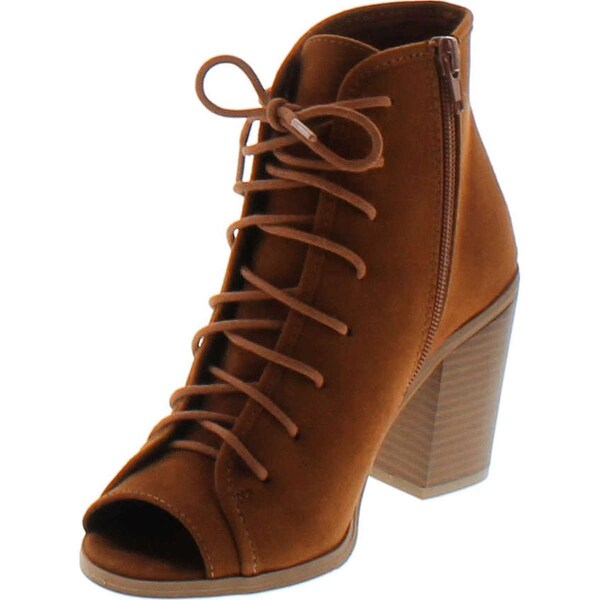 cognac peep toe heels