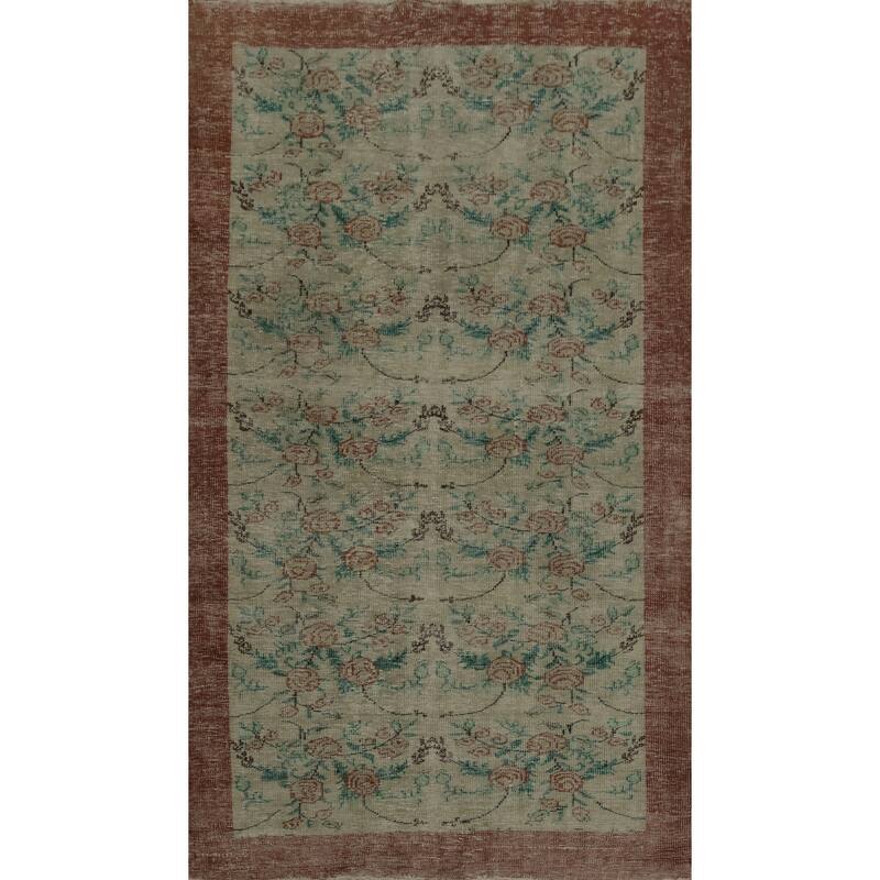 Hand Knotted Oriental 100% Wool Carpet Transitional Floral Beige & Ivories Anatolian Area Rug - 9' 2'' X 5' 7''