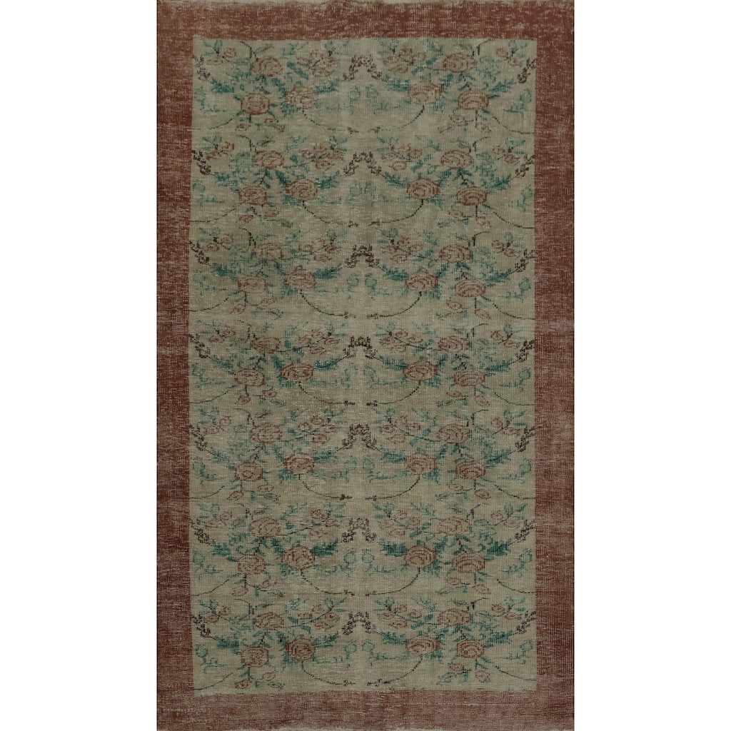 Hand Knotted Oriental 100% Wool Carpet Transitional Floral Beige & Ivories Anatolian Area Rug - 9' 2'' X 5' 7''