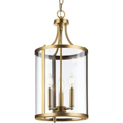 Gilliam Collection Three-Light Vintage Brass New Traditional Hall & Foyer - 10 in x 10 in x 20.75 in
