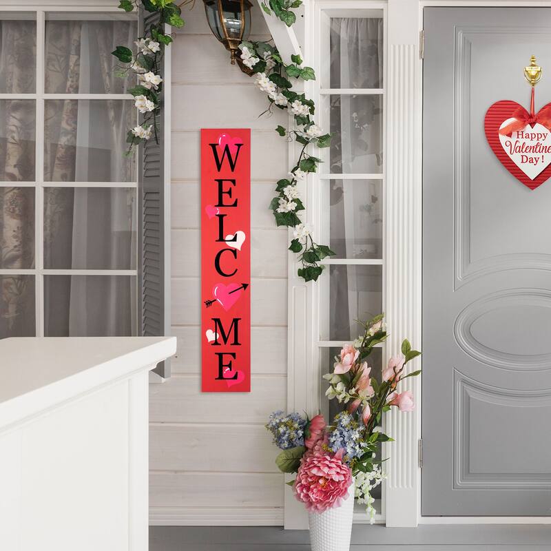 Glitzhome 36"H Valentine's Wooden Welcome Porch Sign