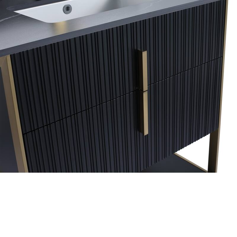 Fine Fixtures Serenity Modern Bathroom Vanity with Black Sintered Stone Top