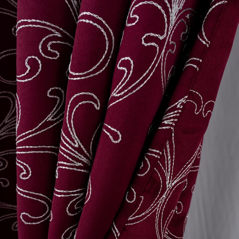 Kimber Embroidered Privacy Window Curtain Panel 84" or 90"
