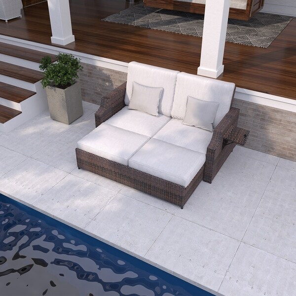 Martha Stewart Sunnyside Daybed Dark Brown Wicker with Olefin Cushions On Sale Bed Bath Beyond 30972104