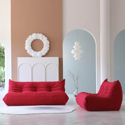 Soft Tufted Bean Bag Sofa,Extra Large Lazy Lounger Set for Living Room