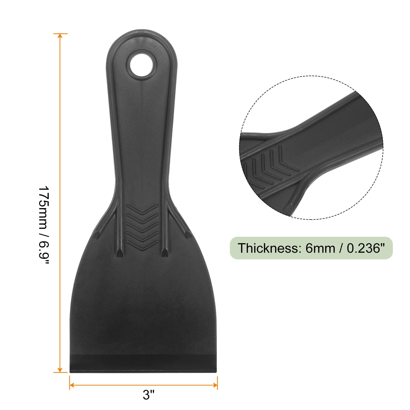 Putty Scraper Flexible Plastic Putty Knife for Tap Drywall Spreading Painting Wall Scratching - Black
