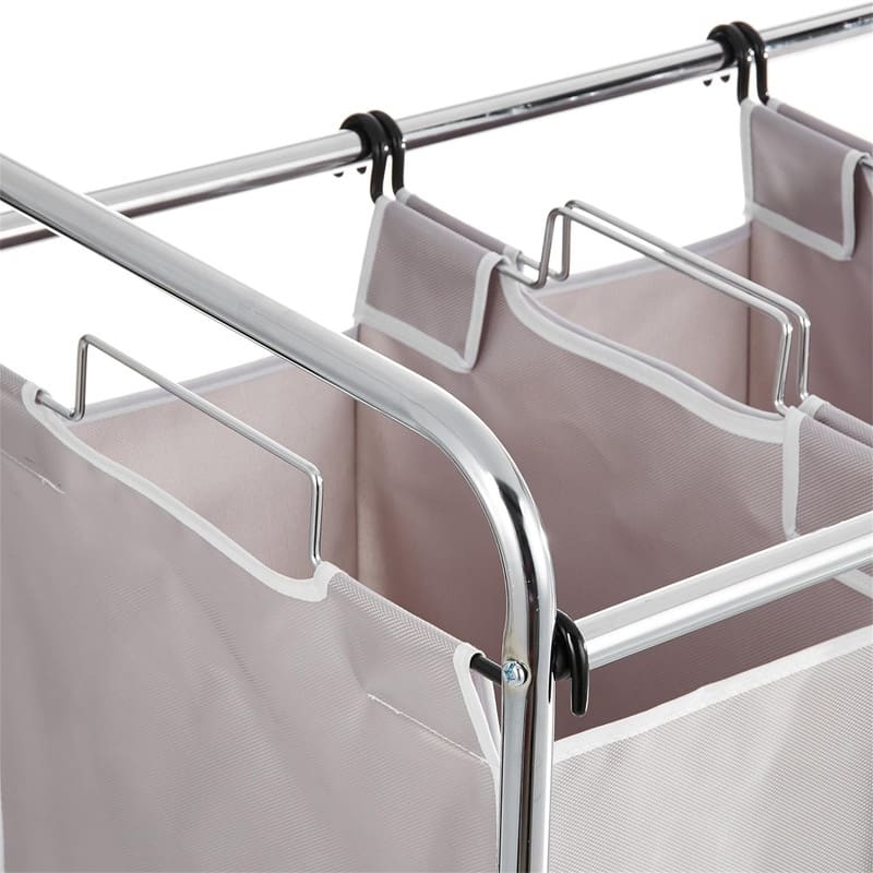 3 Piece Rectangular Laundry Bag Hamper Sorter Basket Gray - 15"L x 9"W x 22"H