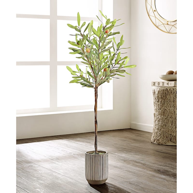 SAFAVIEH Geralyn Faux Olive Potted Tree - 11.8" W x 11.8" L x 36.2" H - 12Wx12Dx36H