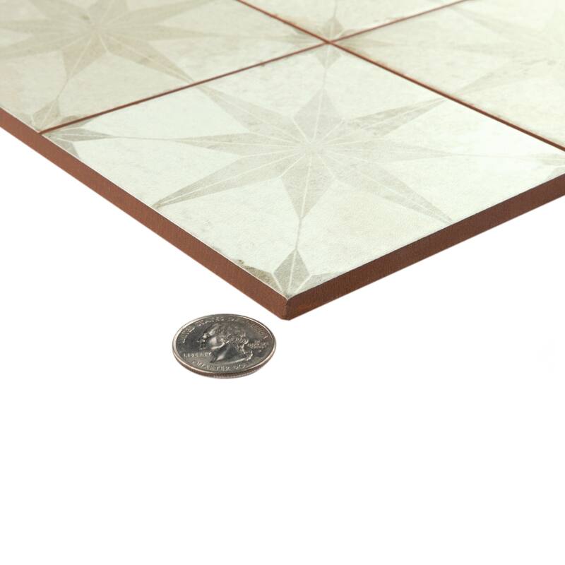 Merola Tile Harmonia Kings Star White 13" x 13" Ceramic Floor and Wall Tile