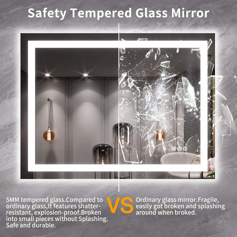 40x30 Inch Frameless LED Bathroom Mirror,Smart Mirror