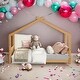 preview thumbnail 1 of 16, Natural Twin Size Roof Design House Platform Bed With Headboard And Footboard,Safe Guaranteed For Bedroom Natural