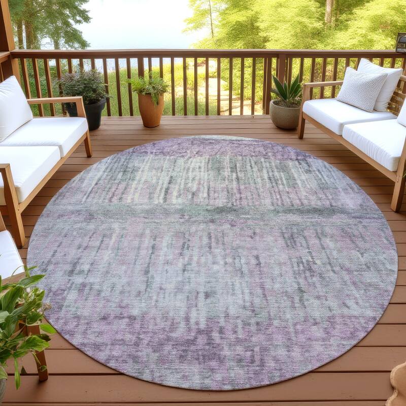 Machine Washable Indoor/ Outdoor Modern Ombre Chantille Rug - Lavender - 8' x 8'
