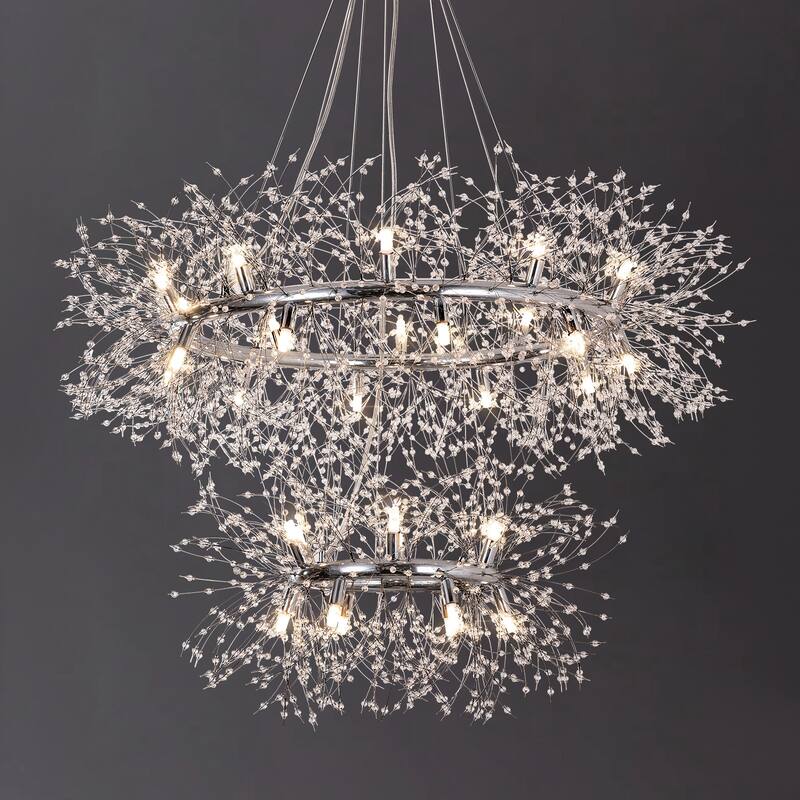 2-Tiers Firework Sputnik Wagon Wheel Crystal Chandelier