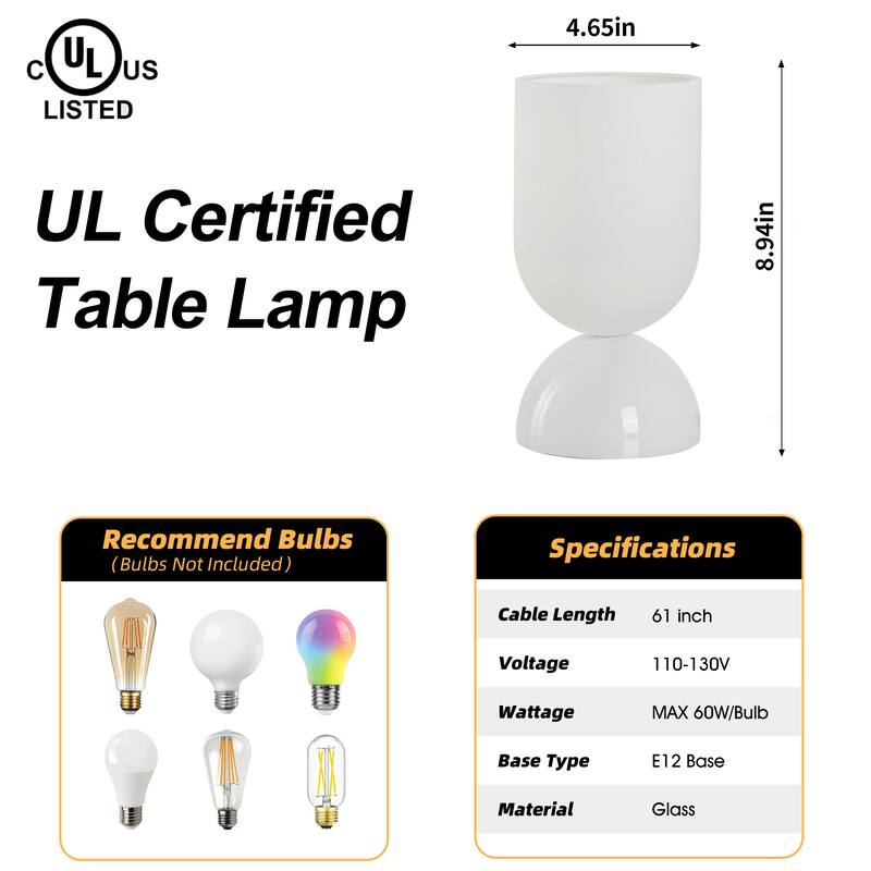 9 in. Modern Glass Small Table Lamp with E12 Base (Bulb not included)